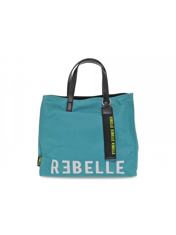Shopping bag Rebelle ELECTRA SHOP M NYLON TORQUOISE in nylon turchese e bianco