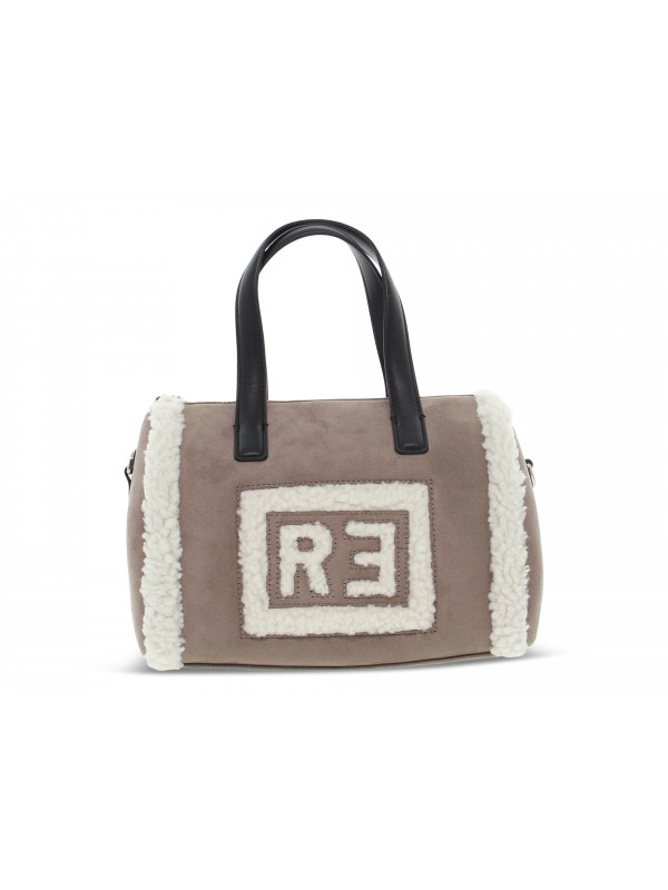 Borsa a mano Rebelle FLUFFY BOWLING BAG TEDDY in camoscio tortora