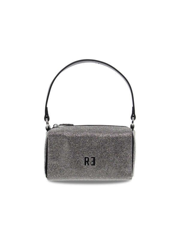 Borsa a mano Rebelle MEG MINI BAGUETTE CELEBRITY STRASS in crystal argento e bronzo