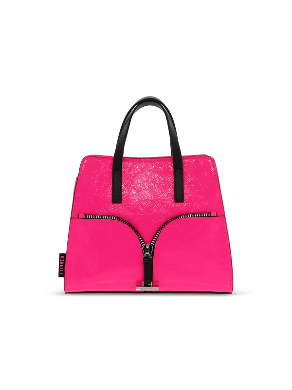 Borsa a mano Rebelle MINI CINDY HANDBAG URBAN NAPLAK LAMINATO FLUO in vernice e laminato fucsia fluo Donna Borsa a mano