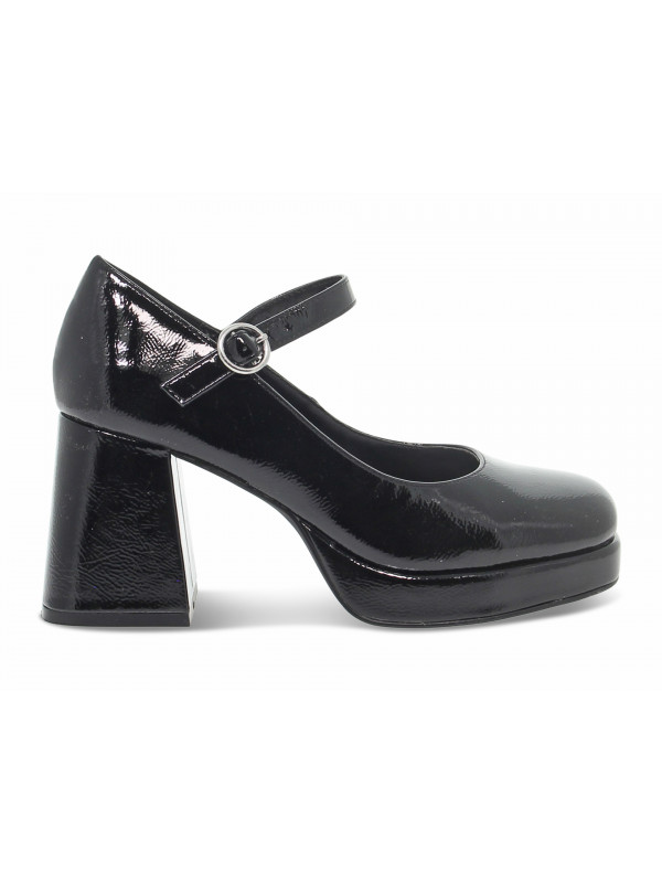 Scarpa con tacco Steve Madden MINGLE BLACK PATENT in vernice nero