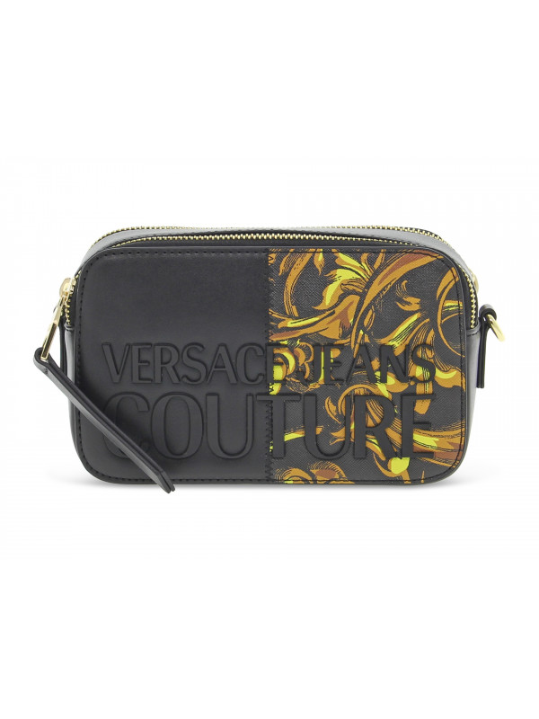 Borsa a tracolla Versace Jeans Couture JEANS COUTURE RANGE 4 ROCK CUT SKETCH 1 BAGS STRIPES PATCHWORK in ecopelle nero e multicolore