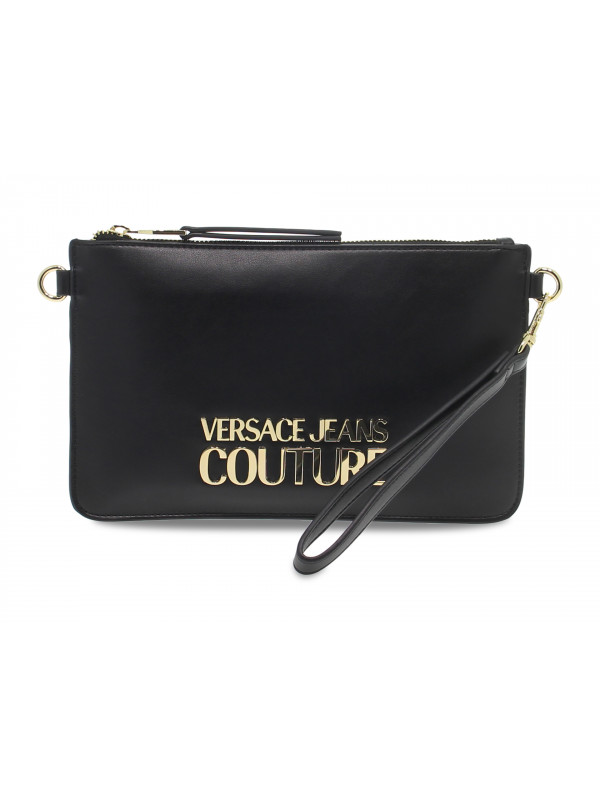 Pochette Versace Jeans Couture JEANS COUTURE RANGE L LOGO LOCK SKETCH 11 BAGS SMOOTH in ecopelle nero e oro