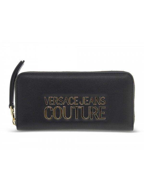 Portafoglio Versace Jeans Couture JEANS COUTURE RANGE L LOGO LOCK SKETCH 12 WALLET SMOOTH in ecopelle nero e oro