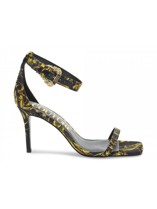 Sandalo con tacco Versace Jeans Couture JEANS COUTURE EMILY GUCCI in satinato nero e oro