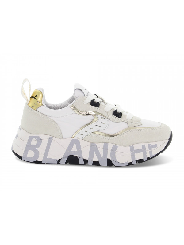 Sneakers Voile Blanche CLUB105 1N03 in camoscio e nylon bianco e platino