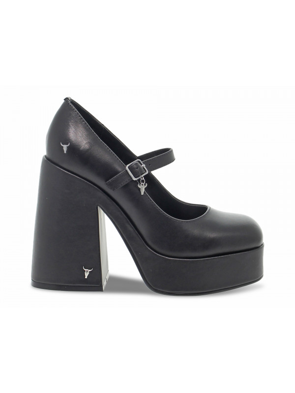 Scarpa con tacco Windsor Smith KISSES BLACK SOPHIA in pelle nero