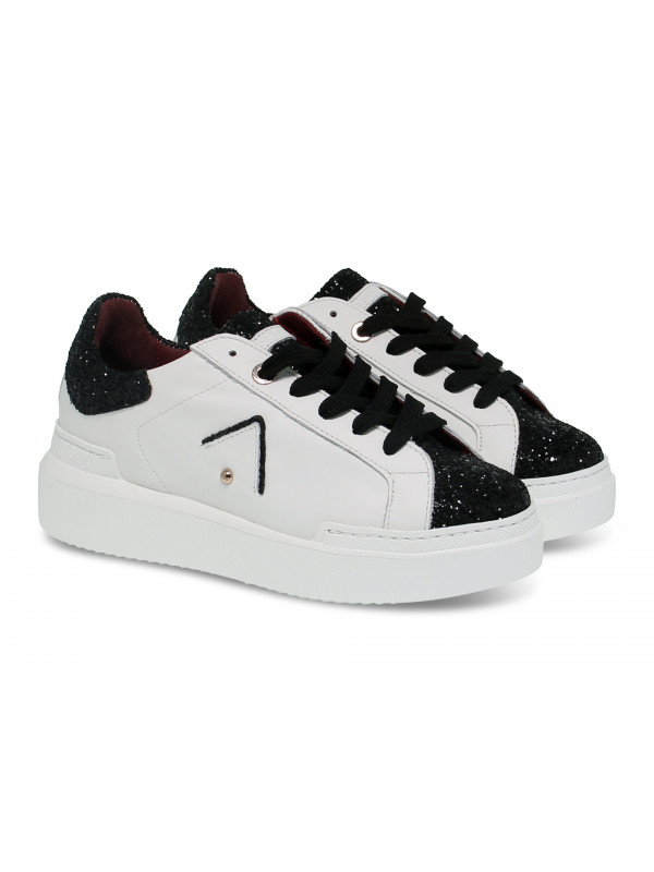 Sneakers Ed Parrish in pelle e glitter bianco e nero - Guidi Calzature -  Nuova Collezione Autunno Inverno 2020 - Guidi Calzature