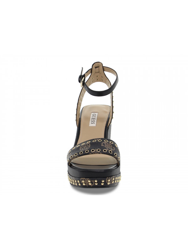 Zeppa Guess SANDALO ALTO LOGATO in pelle nero e marrone