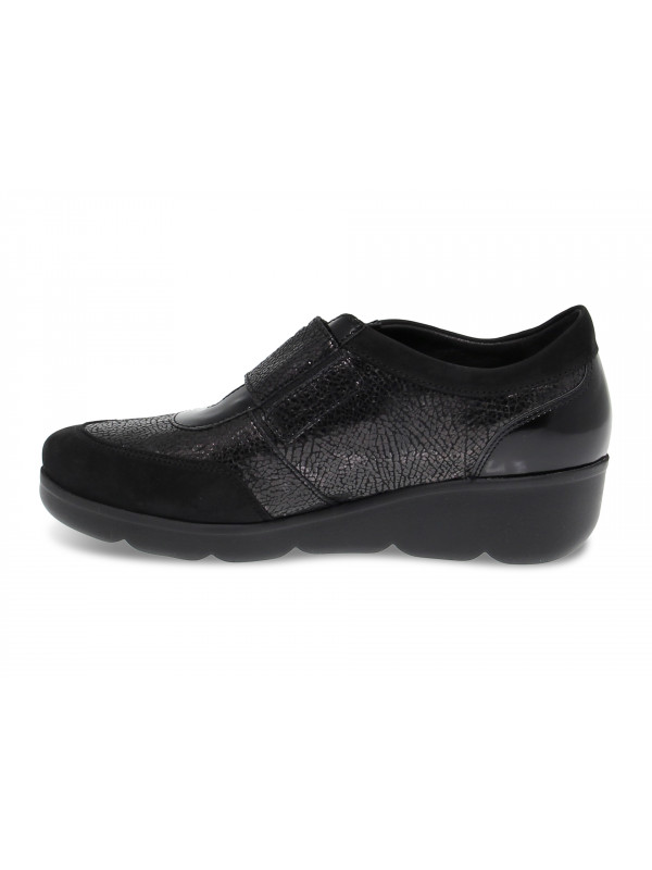 Mobils Ergonomic Mephisto Velcro Femme - modèle Fabienne Cuir Vieilli Gris - Chaussures confortables