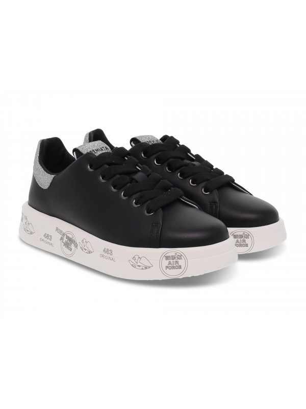 Sneakers Premiata BELLE in pelle e glitter nero e argento - Guidi Calzature  - Nuova Collezione Primavera Estate 2022 - Guidi Calzature