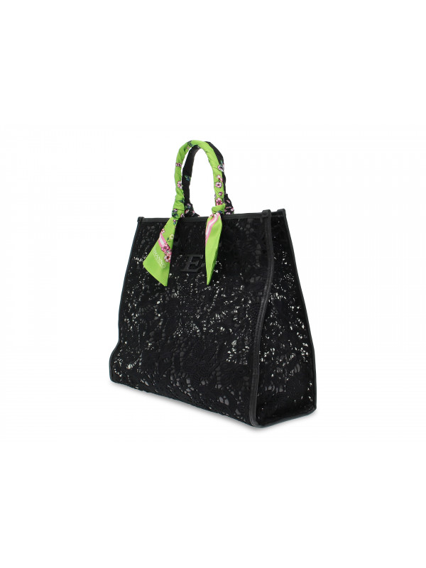 Shopping bag Ermanno Scervino SHOPPER GINEVRA in pizzo e tessuto nero Guidi Calzature Nuova Collezione Autunno Inverno 2024 Guidi Calzature