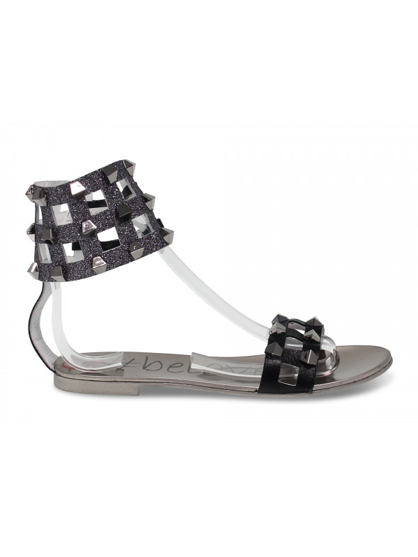 Flat sandals Alberto Venturini FLAT GLADIATORE in gunmetal laminate