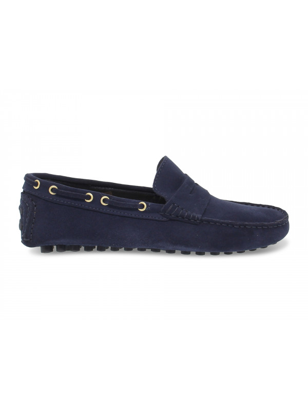 Loafer Antica Cuoieria CAR SHOES in dark blue suede leather