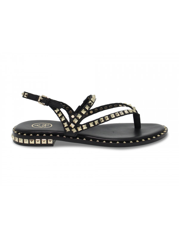 Flat sandals Ash in black leather