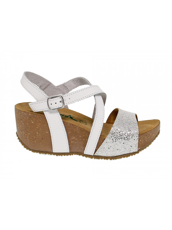 Wedge Bionatura in white leather