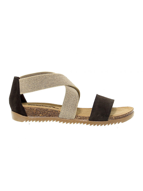 Wedge Bionatura in brown suede leather