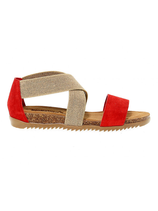 Wedge Bionatura in red suede leather