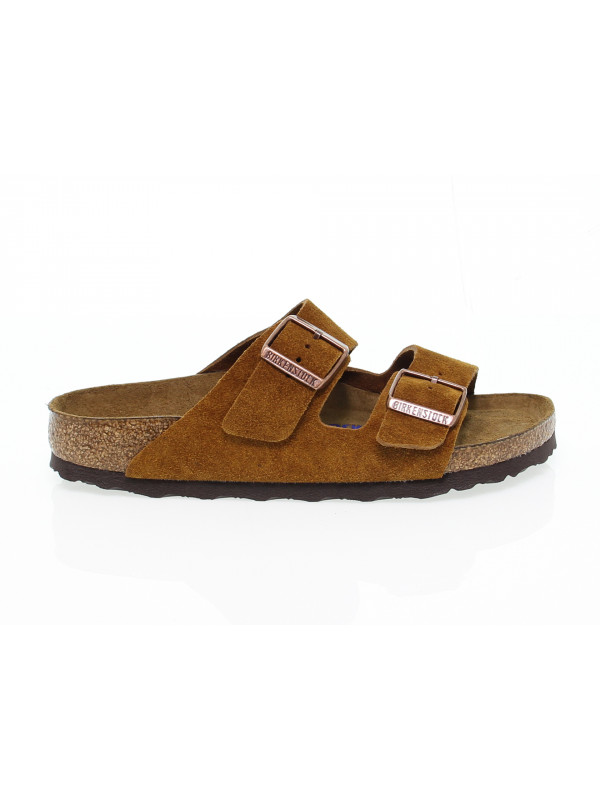 Flat sandals Birkenstock ARIZONA SOFT FOOTBED in ocher suede