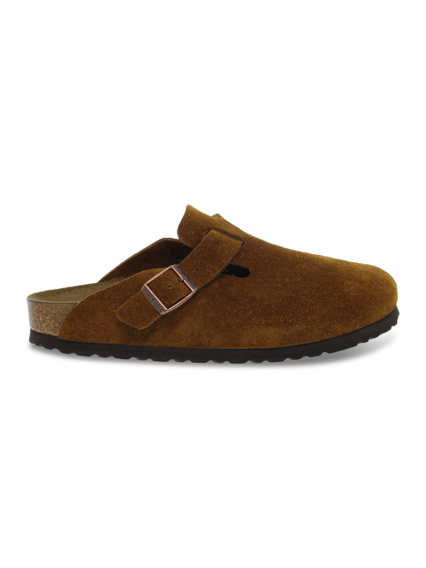 Flat sandals Birkenstock BOSTON in ocher suede leather
