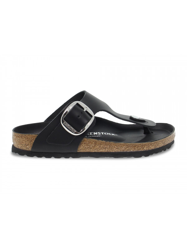 Flat sandals Birkenstock GIZEH BIG BUCKLE in black leather