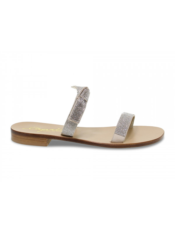 Flat sandals Capri POSITANO in beige suede leather