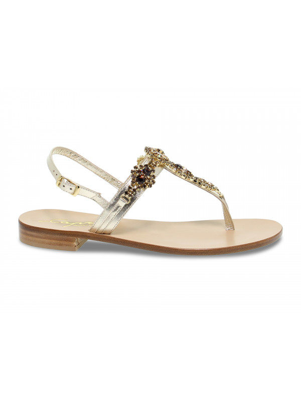 Flat sandals Capri POSITANO in platinum laminate