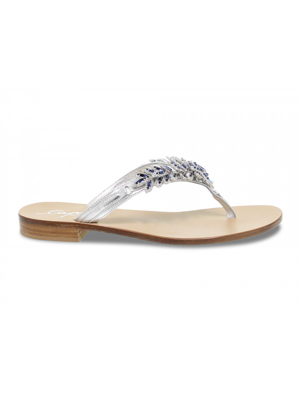 Flat sandals Capri POSITANO in silver laminate