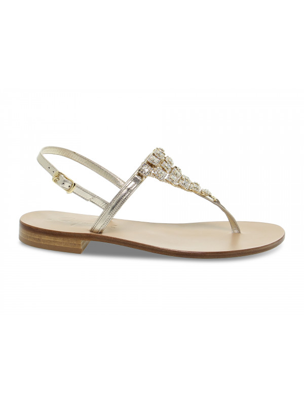 Flat sandals Capri POSITANO in platinum laminate