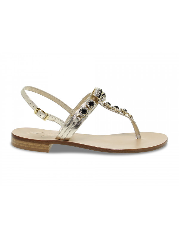 Flat sandals Capri POSITANO in platinum laminate