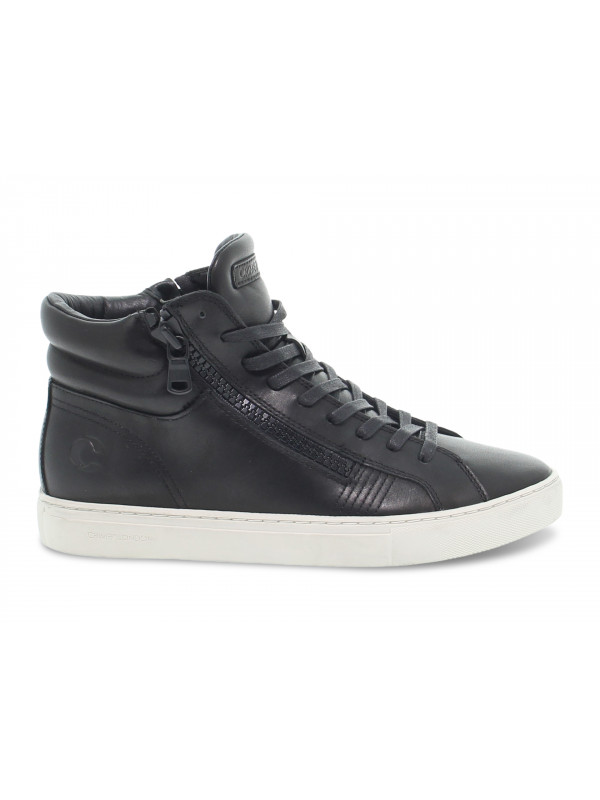 Sneakers Crime London HIGH TOP DOUBLE ZIP in black leather