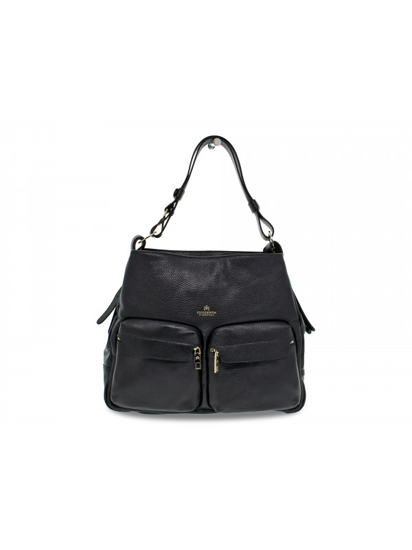 Shoulder bag Cuoieria Fiorentina VELVET BORSA A SACCA GRANDE CON TRACOLLA ESTENSIBILE in black leather