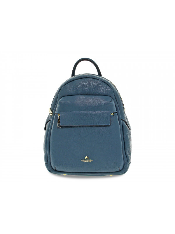 Backpack Cuoieria Fiorentina ZAINO VELVET GRANDE CON DOPPIA CHIUSURA in jeans leather