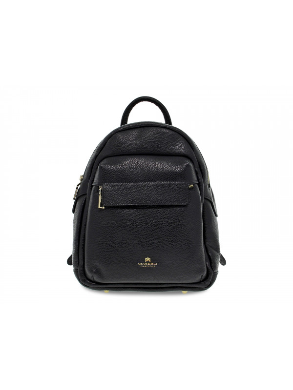 Backpack Cuoieria Fiorentina ZAINO VELVET GRANDE CON DOPPIA CHIUSURA in black leather