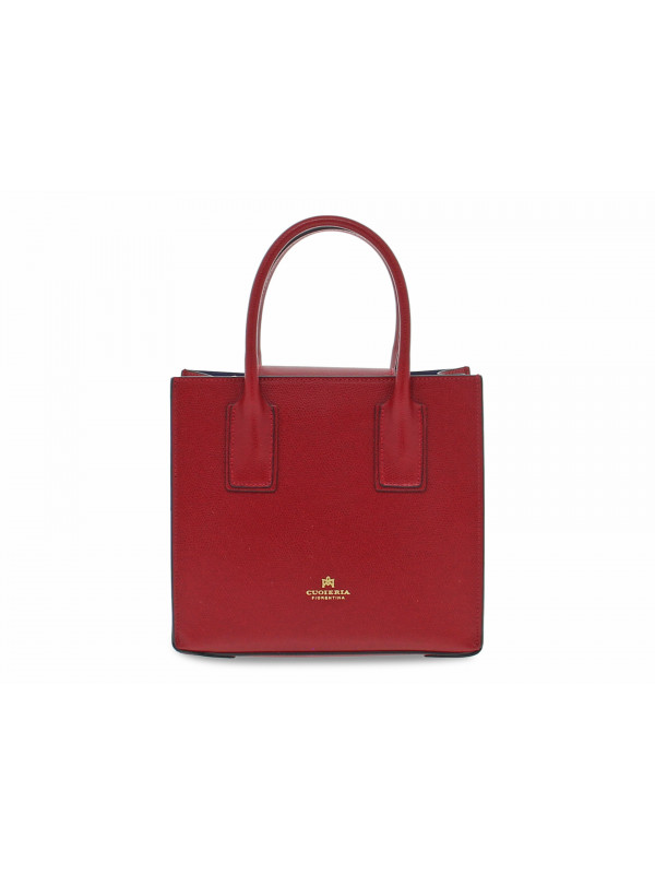 Handbag Cuoieria Fiorentina ALICE SMALL TOTE BAG SQUADRATA in ruby saffiano