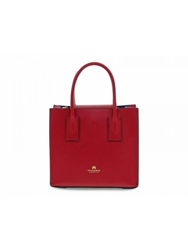 Handbag Cuoieria Fiorentina ALICE SMALL TOTE BAG SQUADRATA in ruby saffiano