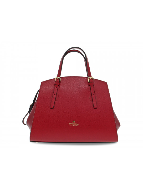 Handbag Cuoieria Fiorentina ALICE BIG TOTE BAG PENTAGONALE in ruby saffiano