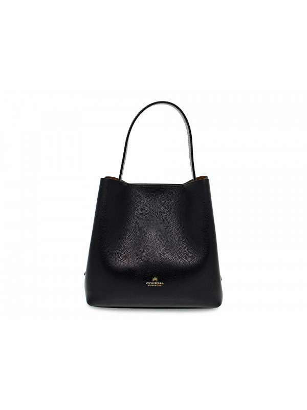 Tote bag Cuoieria Fiorentina ALICE SECCHIELLO A PIRAMIDE in black leather