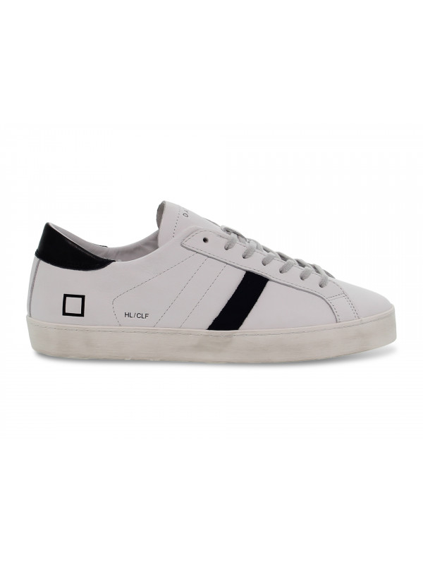 Sneakers D.A.T.E. HILL LOW CALF WHITE-BLUE in white leather