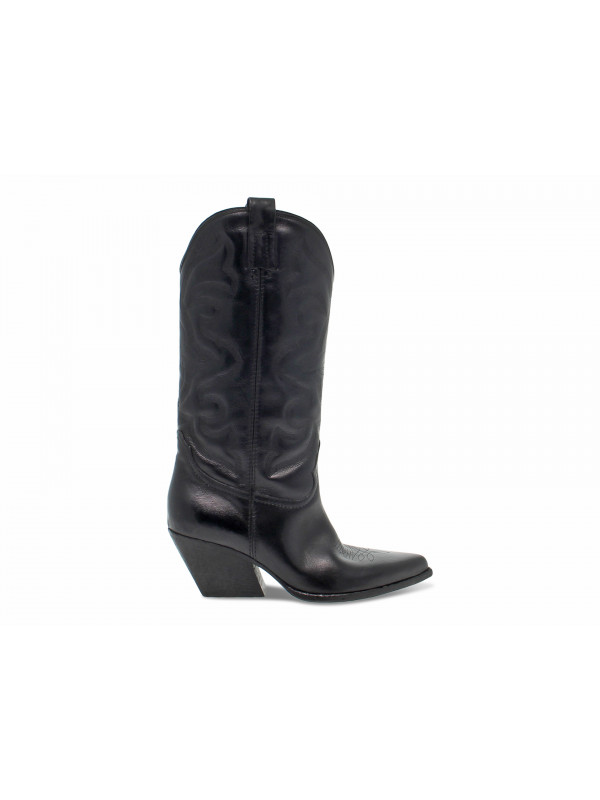 Boot Elena Iachi SAX WASH CON RICAMO in black leather