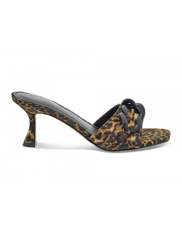 Heeled sandal Guess CIABATTINA ACCESSORIO CATENA in leopard print fabric