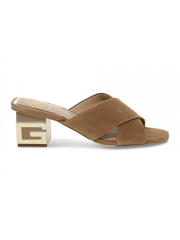 Flat sandals Guess in taupe suede leather