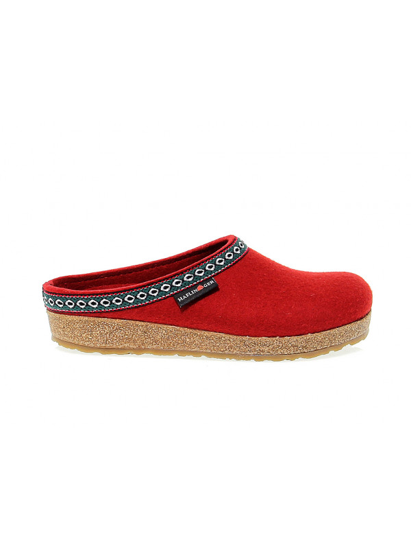 Flat sandals Haflinger FRANZL RUBIN WOLLFILZ in ruby fabric