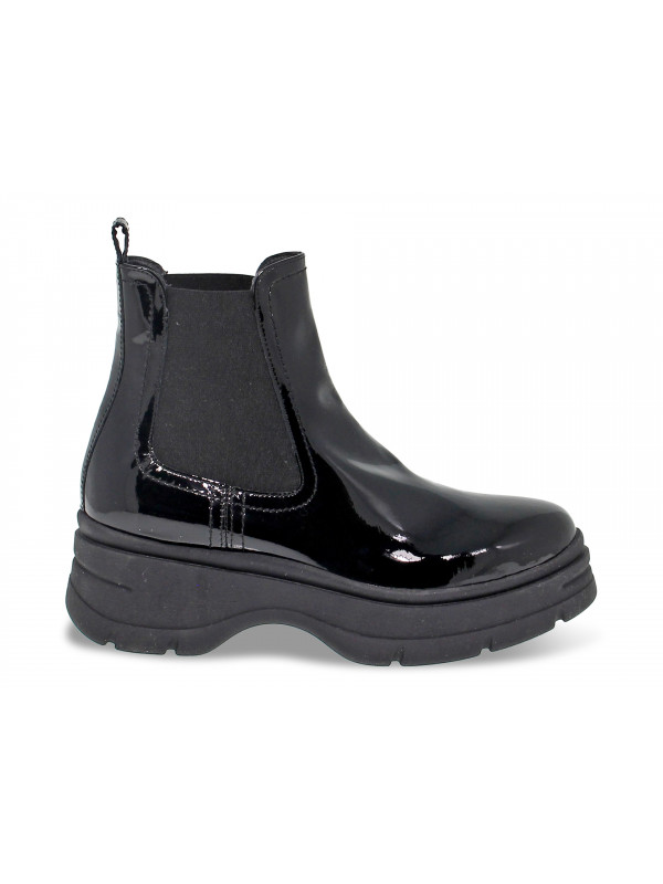 black painted ankle boots