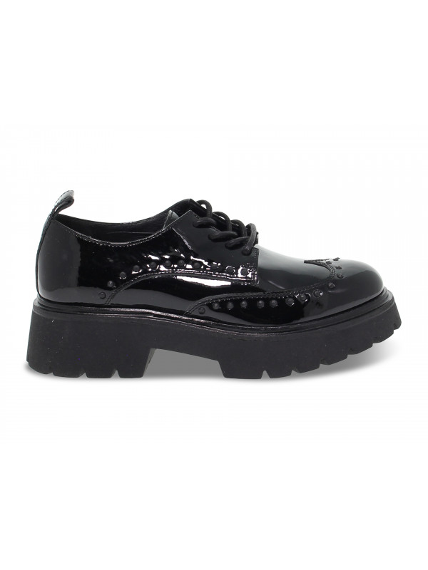 Flat shoe Janet Sport STILE INGLESE in black paint