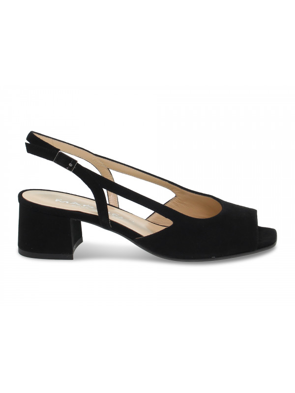 Flat sandals Martina in black suede leather