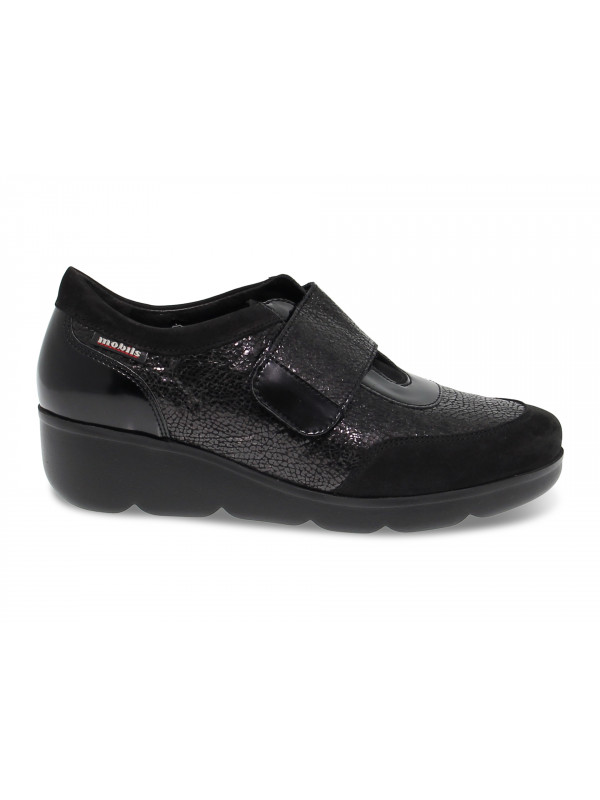 Flat shoe Mephisto GINGER MOBILS ERGONOMIC in black laminate