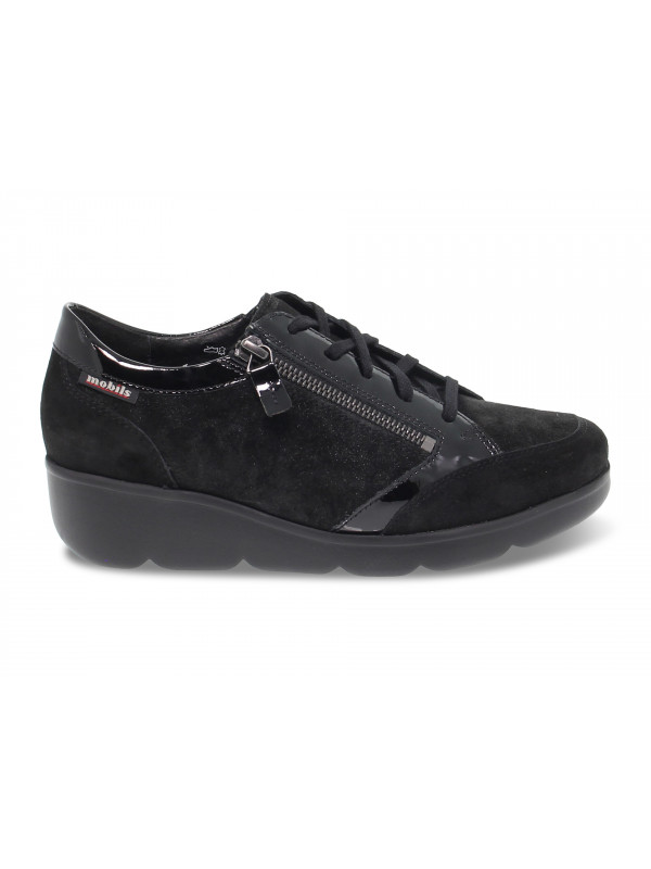 Flat shoe Mephisto GLADICE MOBILS ERGONOMIC in black suede leather