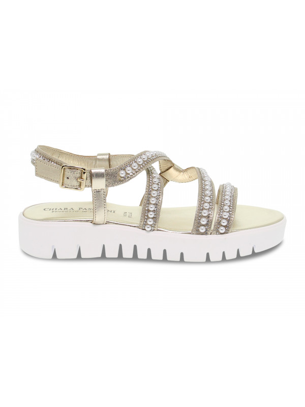 Flat sandals Pasquini Calzature in platinum laminate