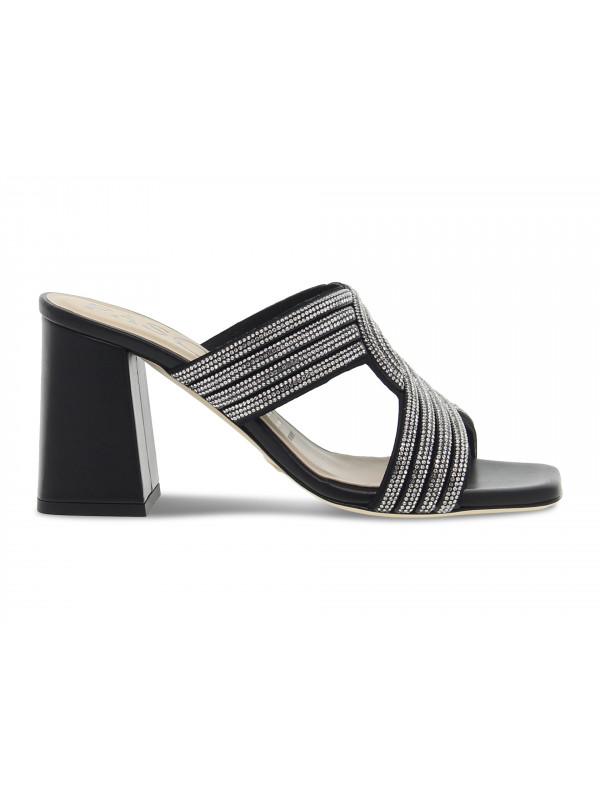 Heeled sandal Pasquini Calzature CIABATTA GIOIELLO FASCE in black tassel